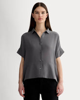 The Boxy Shirt in Washable Silk | Graphite