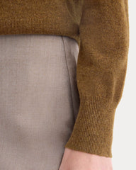 Cashmere Slim Crew Sweater | Heathered Toffee