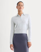 Lush Cashmere Cropped Polo Sweater | Sanderling Gray