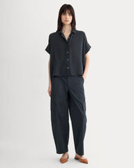 The Boxy Shirt in Washable Silk | Navy