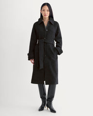 Italian Belted Overcoat | Carbone/Black