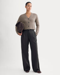 High V Cropped Cardigan in Alpaca | Taupe Melange