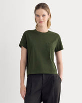 The Box-Cut Tee in Essential Cotton | Dark Green | Pocket