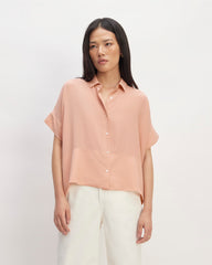 The Boxy Shirt in Washable Silk | Blush Pink