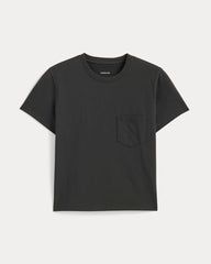 The Box-Cut Tee in Essential Cotton | Washed Black | Pocket
