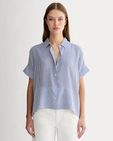 The Boxy Shirt in Washable Silk | Blue / White
