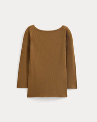 Luxe Rib 3/4 Sleeve Boatneck Tee | Toffee