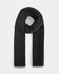 Plush Alpaca Scarf | Black/ Skyway
