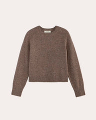 The Boxy Crew in Cashmere | Taupe Brown Donegal