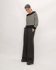 The Boxy Crew in Cashmere | Black / Bone