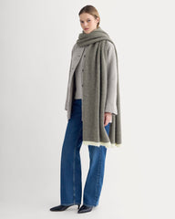 Plush Alpaca Scarf | Mid Grey Heather/ Bone