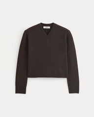 Cashmere Cropped High-V Sweater | Dark Chocolate