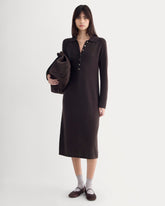 Cashmere Polo Midi Dress | Dark Chocolate
