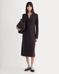 Cashmere Polo Midi Dress | Dark Chocolate