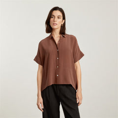 The Boxy Shirt in Washable Silk | Cinnamon