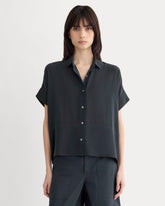 The Boxy Shirt in Washable Silk | Navy
