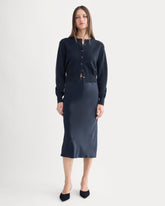 Slip Skirt in Silk Charmeuse | Navy