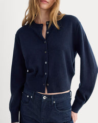 Cashmere Cropped Cardigan | Navy
