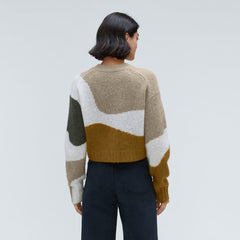 The Alpaca V-Neck Cropped Cardigan | Neutral Camo