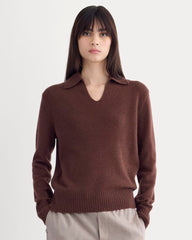 Cashmere Polo Sweater | Dark Mahogany