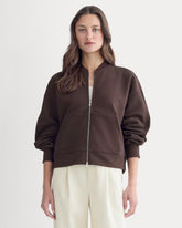 Luxe Fleece Bomber Jacket | Dark Chocolate