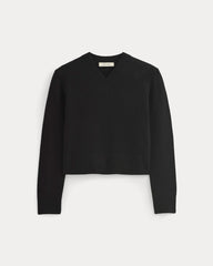 Cashmere Cropped High-V Sweater | Black