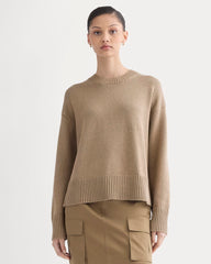 The Boxy Sweater in Everyday Cotton | Dark Heathered Camel
