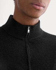 Cashmere Quarter Zip Sweater | Black