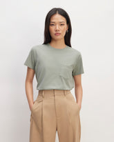 The Box-Cut Tee in Essential Cotton | Sage Green | Pocket