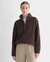 Reversible Teddy Half-Zip Pullover | Coffee Bean