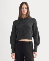 Cropped Cocoon Sweater in Alpaca | Heathered Black