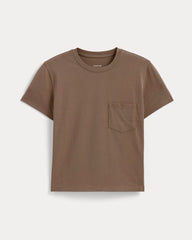 The Box-Cut Tee in Essential Cotton | Mocha | Pocket