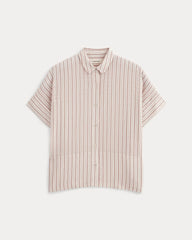 The Boxy Shirt in Washable Silk | Bone / Dusky Rose