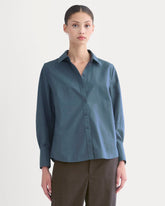 Lantern-Sleeve Shirt in Lightweight Cotton | Deep Lazuli Blue