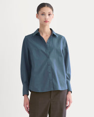 Lantern-Sleeve Shirt in Lightweight Cotton | Deep Lazuli Blue