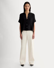 The Boxy Shirt in Washable Silk | Black