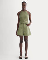 The A-Line Denim Short | Neutral Oil Green