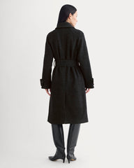 Italian Belted Overcoat | Carbone/Black