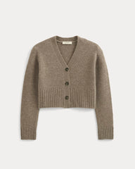 High V Cropped Cardigan in Alpaca | Taupe Melange