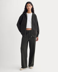 Luxe Fleece Oversized Full-Zip Hoodie | Black