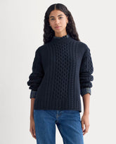 Cable Sweater in Luxe Merino | Navy