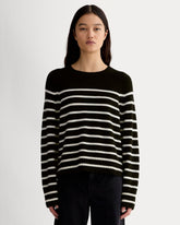The Boxy Crew in Cashmere | Black / Bone