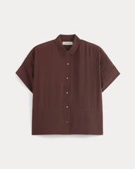 The Boxy Shirt in Washable Silk | Deep Plum