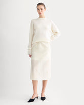 Midi Skirt in Cotton-Silk Organza | Parchment