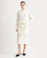 Midi Skirt in Cotton-Silk Organza | Parchment