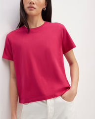The Box-Cut Tee in Essential Cotton | Red Currant | No Pocket