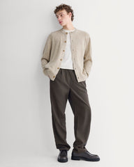 Luxe Merino Crew Cardigan | Heather Gravel