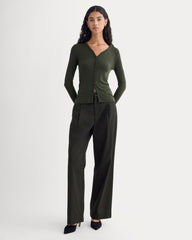 Sheer V-Neck Cardigan in Butterluxe | Dark Green