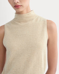 Cashmere Funnel-Neck Tank | Heather Light Camel