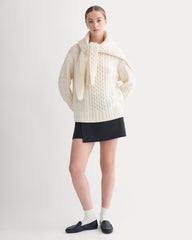 Cable Sweater in Luxe Merino | Bone